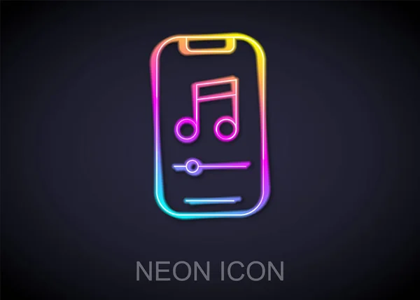 Glowing neon line Music player icon isolated on black background. Portable music device. Vector — Stock Vector