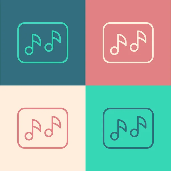 Pop art lijn Muzieknoot, toon pictogram geïsoleerd op kleur achtergrond. Vector — Stockvector