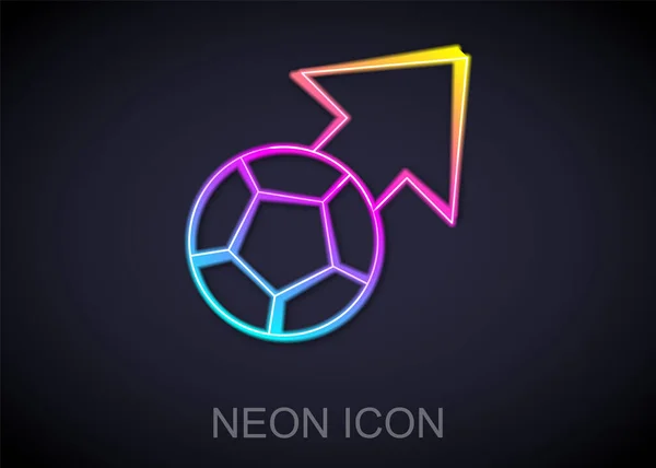 Leuchtende Neon-Linie Fußball-Ball-Symbol isoliert auf schwarzem Hintergrund. Sportgeräte. Vektor — Stockvektor