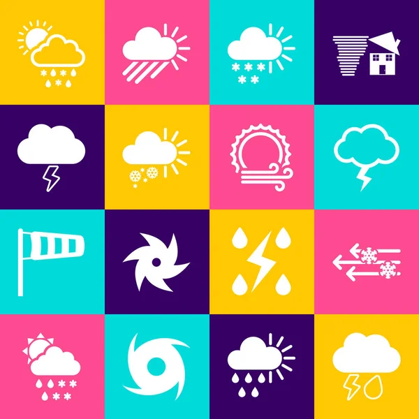 Set Cloud with rain and lightning, Wind snow, Storm, Cloudy, rain, sun and icon. Vector — 图库矢量图片