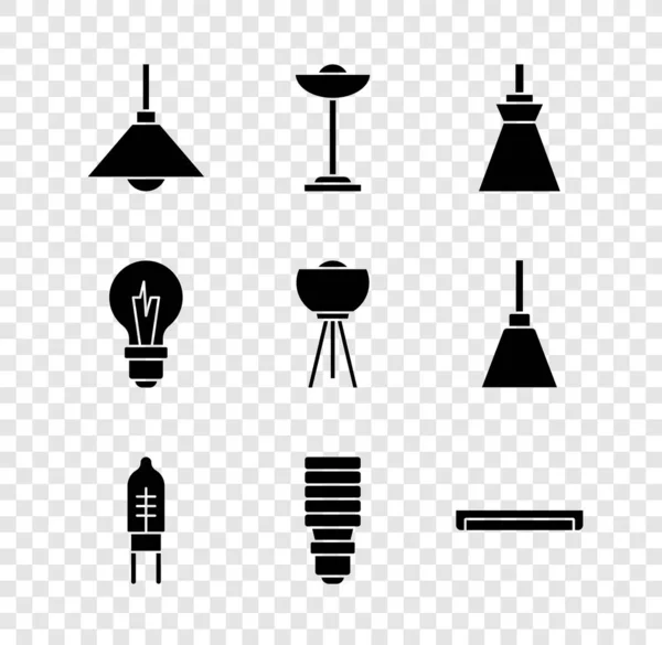 采购产品设置吊灯,地灯,发光二极管, LED灯泡,荧光灯,图标.B.病媒 — 图库矢量图片