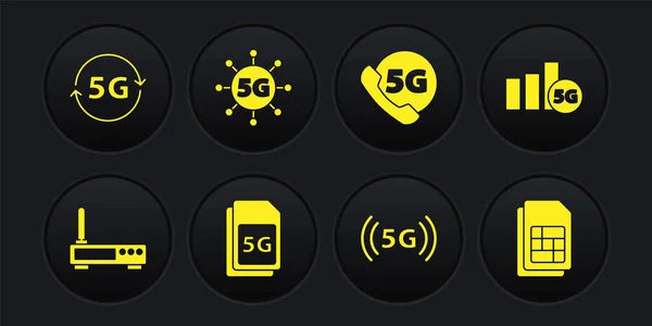 设置路由器和无线网络信号 5G网络 锡姆卡 电话与 卡片和图标 — 图库矢量图片