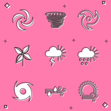 Tornado, Fırıldak, Fırtına, Karlı Bulutlu, Rüzgar ve yağmur ikonunu hazırla. Vektör