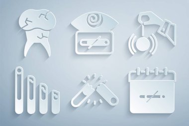 Kırık sigara, Hipnoz, Sigara içme, sigara içme, ve diş macunu ikonu. Vektör