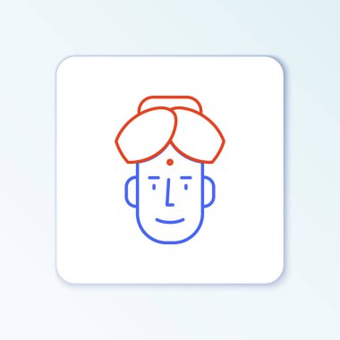 Beyaz arka planda izole edilmiş Hint erkek simgesi çizgisi. Hindu erkekleri. Renkli taslak konsepti. Vektör