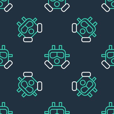 Gaz maskesi simgesi siyah arkaplanda izole edilmiş. Solunum cihazı işareti. Vektör