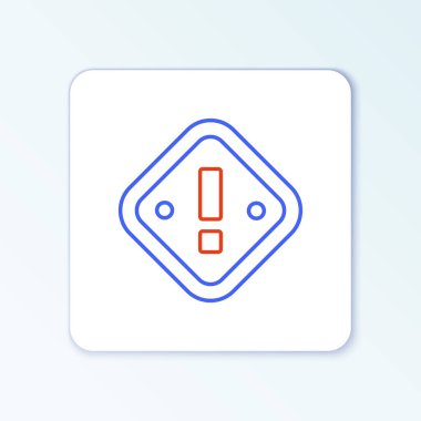 Beyaz arkaplanda izole edilmiş üçgen simgesindeki çizgi ünlem işareti. Tehlike uyarısı, dikkat, dikkat, tehlike uyarısı önemli bir işaret. Renkli taslak konsepti. Vektör