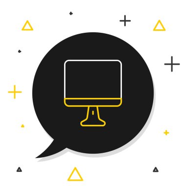 Çizgi Bilgisayar ekranı simgesi beyaz arkaplanda izole edildi. Elektronik cihaz. Ön manzara. Renkli taslak konsepti. Vektör