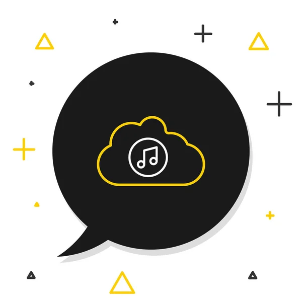 Line Music icône de service de streaming isolé sur fond blanc. Cloud Computing sonore, streaming multimédia en ligne, chanson, onde audio. Concept de contour coloré. Vecteur — Image vectorielle
