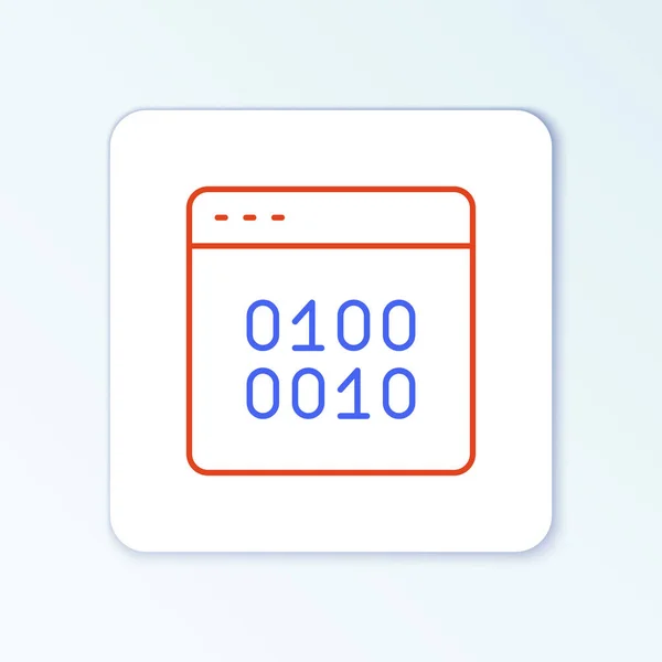 Línea Icono de código binario aislado sobre fondo blanco. Concepto de esquema colorido. Vector — Vector de stock