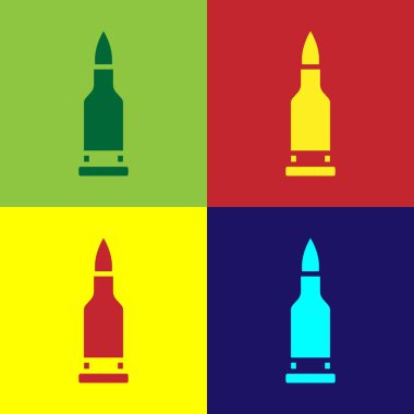 Pop Art Bullet simgesi renk arkaplanında izole edildi. Vektör