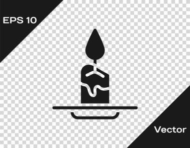 Siyah Aroma mum simgesi şeffaf arkaplanda izole edildi. Vektör