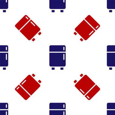 Mavi ve kırmızı buzdolabı ikonu beyaz arka planda izole edilmiş pürüzsüz desen. Buzdolabı buzdolabı. Ev aletleri ve aletler. Vektör