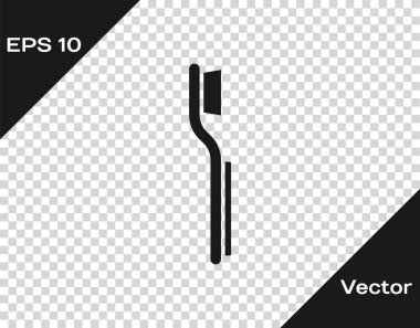 Siyah diş fırçası simgesi şeffaf arkaplanda izole edildi. Vektör