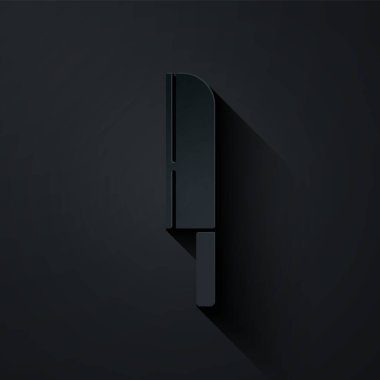 Kağıt kesiği simgesi siyah arkaplanda izole edilmiş. Çatal bıçak sembolü. Kağıt sanatı tarzı. Vektör