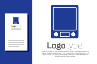 Mavi Elektronik ölçek simgesi beyaz arkaplanda izole edildi. Ağırlık ölçüm aletleri. Logo tasarım şablonu elemanı. Vektör