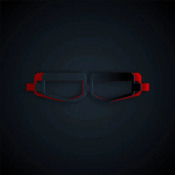 Бумага вырезать защитные очки значок очки изолированы на черном фоне. Бумажный стиль. Векторная миграция — стоковый вектор