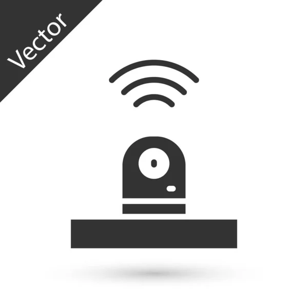 Icône de caméra de sécurité Smart gris isolé sur fond blanc. Concept d'Internet des objets avec connexion sans fil. Vecteur — Image vectorielle