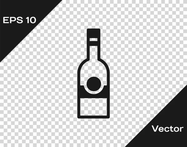 Botella de cristal negro de vodka icono aislado sobre fondo transparente. Vector — Vector de stock