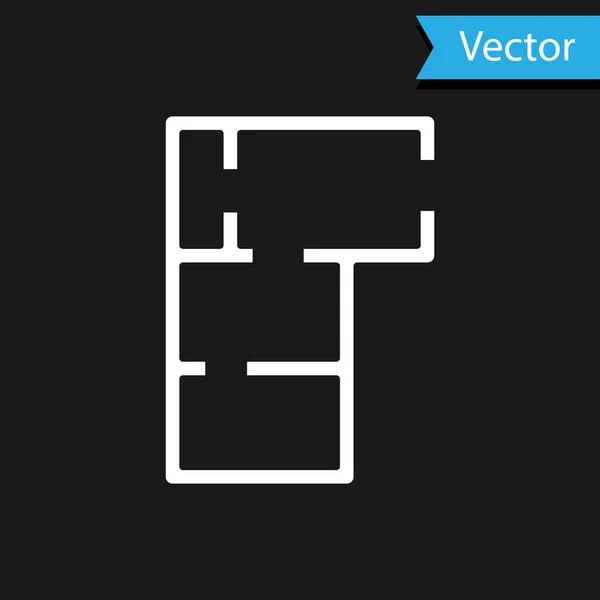 Icône du plan Maison Blanche isolée sur fond noir. Vecteur — Image vectorielle