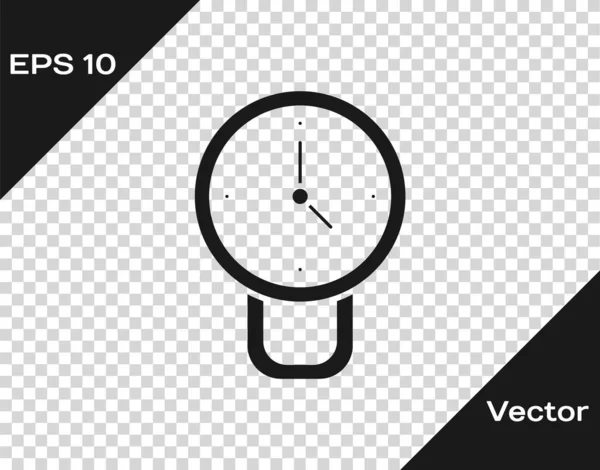 Μαύρο ρολόι εικονίδιο απομονώνονται σε διαφανές φόντο. Σύμβολο χρόνου. Διάνυσμα — Διανυσματικό Αρχείο