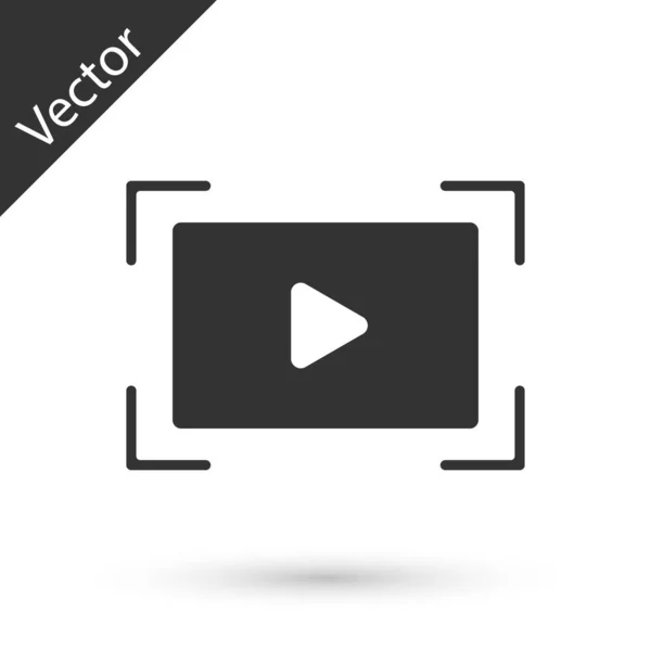 Grey Online jouer icône vidéo isolé sur fond blanc. Bande de film avec panneau de jeu. Vecteur — Image vectorielle