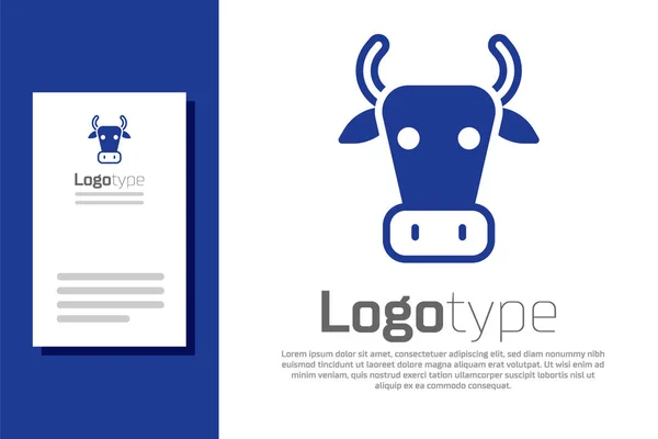 Icône de vache bleue isolée sur fond blanc. Modèle de conception de logo élément. Vecteur — Image vectorielle