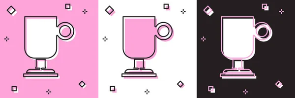 Ställ irländsk kaffe ikon isolerad på rosa och vit, svart bakgrund. Vektor — Stock vektor