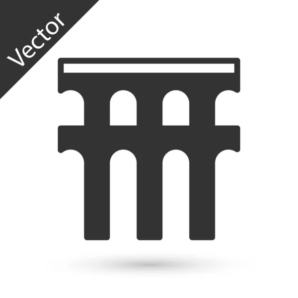 Acueducto gris de Segovia, icono de España aislado sobre fondo blanco. Edificio del Acueducto Romano. Símbolo nacional de España. Vector — Vector de stock