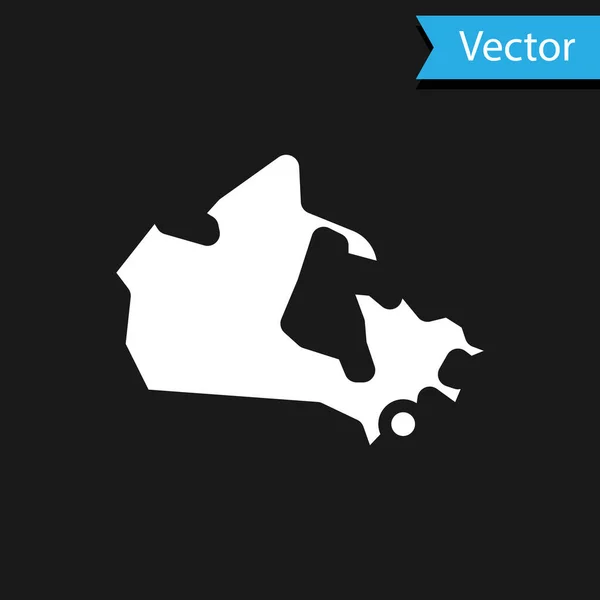 Weißes Kanada-Kartensymbol isoliert auf schwarzem Hintergrund. Vektor — Stockvektor