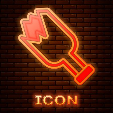 Parlayan neon kırıkları, duvarın arkasında izole edilmiş bir silah ikonu olarak görülüyor. Vektör