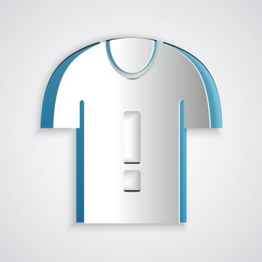 Kağıt kesiği tişört protesto simgesi gri arka planda izole edildi. Kağıt sanatı tarzı. Vektör