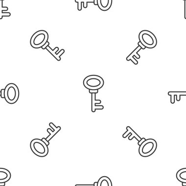 Gri çizgi ev anahtar simgesi beyaz arka planda kusursuz desen izole etti. Vektör