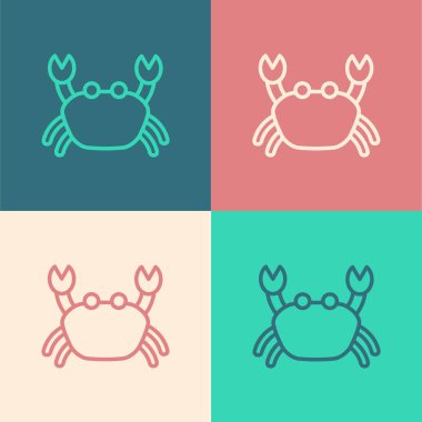 Pop sanat çizgisi Yengeç simgesi renk arkaplanında izole edildi. Vektör.