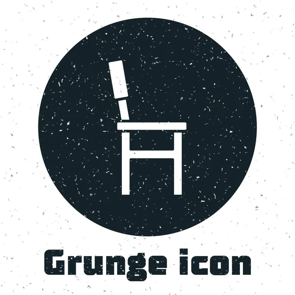 Ikona krzesła Grunge odizolowana na białym tle. Monochromatyczny rysunek rocznika. Wektor — Wektor stockowy