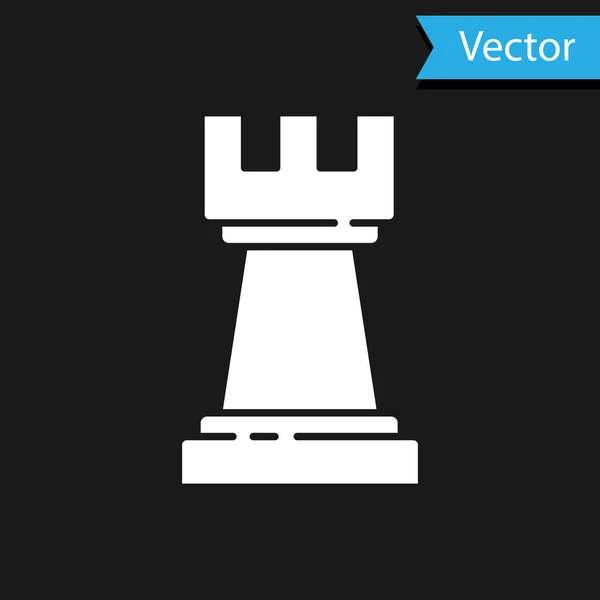 Ícone de xadrez branco isolado no fundo preto. Estratégia de negócios. Jogo, gestão, finanças. Vetor — Vetor de Stock