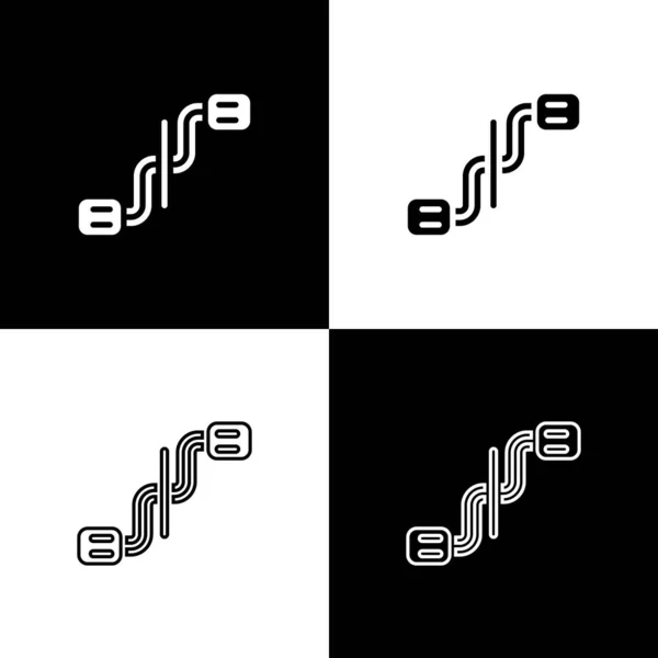 Set pédales de vélo icône isolée sur fond noir et blanc. Vecteur — Image vectorielle
