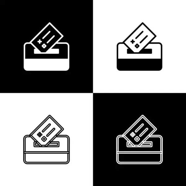 Stembus of stembus met envelop pictogram geïsoleerd op zwart-wit achtergrond. Vector — Stockvector