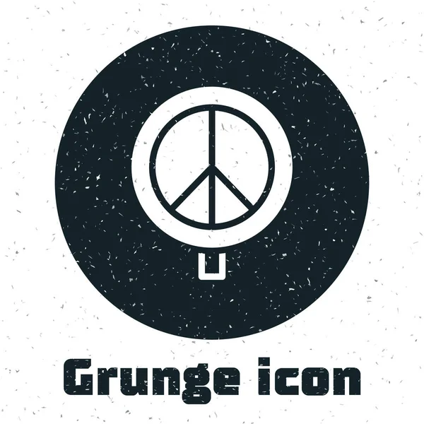 Grunge Peace icoon geïsoleerd op witte achtergrond. Hippie symbool van vrede. Monochrome vintage tekening. Vector — Stockvector