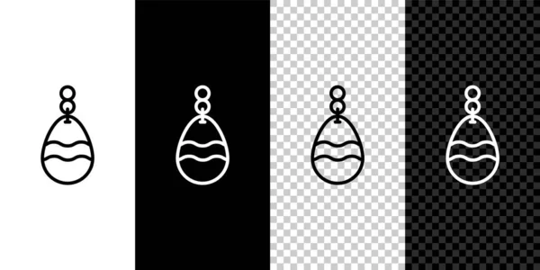 Set line Icono de cuchara de pesca aislado sobre fondo blanco y negro. Cebos de pesca en forma de pescado. Aparejos de pesca. Vector — Archivo Imágenes Vectoriales