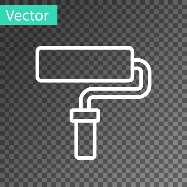 Белая линия Краска ролик значок кисти изолированы на прозрачном фоне. Вектор — стоковый вектор