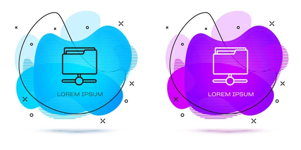 FTP 폴더 아이콘은 흰색 배경에 분리되어 있다. 소프트웨어 업데이트, 전송 프로토콜, 라우터, 팀워크 도구 관리, 복사 프로세스, 정보. 액체 형태의 엄격 한 깃발. Vector — 스톡 벡터