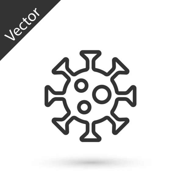 Icono de Virus de línea gris aislado sobre fondo blanco. Virus Corona 2019-nCoV. Bacterias y gérmenes, cáncer de células, microbios, hongos. Vector. — Vector de stock