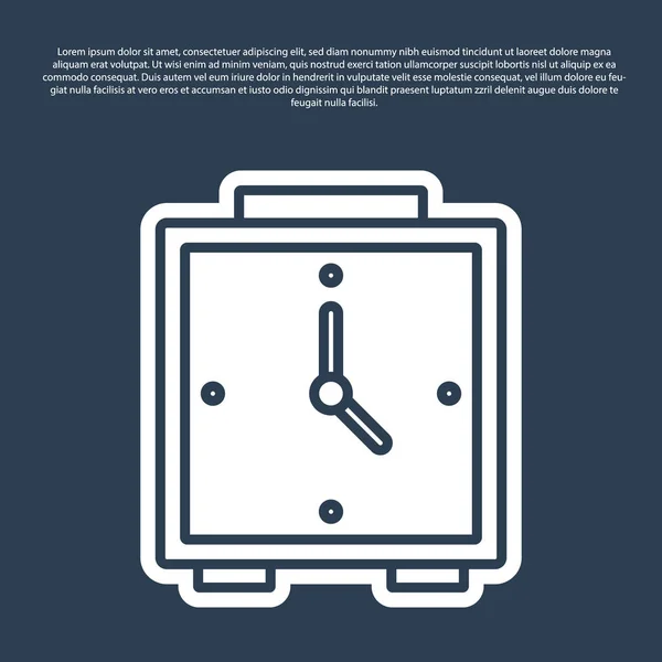 Línea azul Icono de reloj despertador aislado sobre fondo azul. Despierta, levántate concepto. Señal de tiempo. Vector — Archivo Imágenes Vectoriales