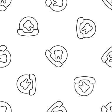 Gri çizgi Online diş bakımı ikonu beyaz arka planda izole edilmiş pürüzsüz desen. Diş hizmetleri danışma merkezi. Vektör