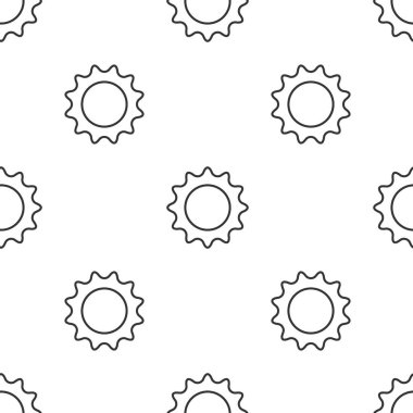 Gri çizgi güneş ikonu beyaz arkaplanda izole edilmiş kusursuz desen. Yaz sembolü. Güneşli bir gün. Vektör