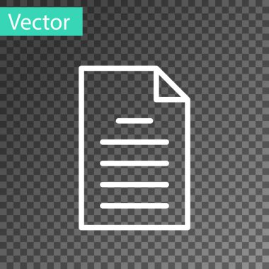 Beyaz çizgi Dosya simgesi şeffaf arkaplanda izole edildi. Kontrol listesi simgesi. İş konsepti. Vektör