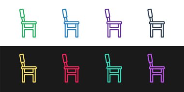 Çizgi Sandalyesi simgesi siyah beyaz arkaplanda izole edildi. Vektör