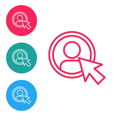 Kırmızı çizgi Beyaz arkaplanda izole hesap ekranı simgesi oluştur. Simgeleri daire düğmelerine ayır. Vektör