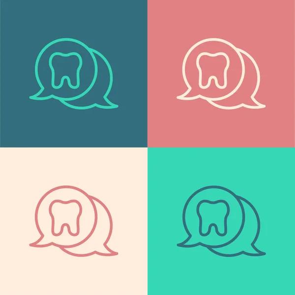 Pop art lijn Tandenpictogram geïsoleerd op kleur achtergrond. Tandsymbool voor tandheelkundige kliniek of tandarts medisch centrum en tandpasta pakket. Vector — Stockvector